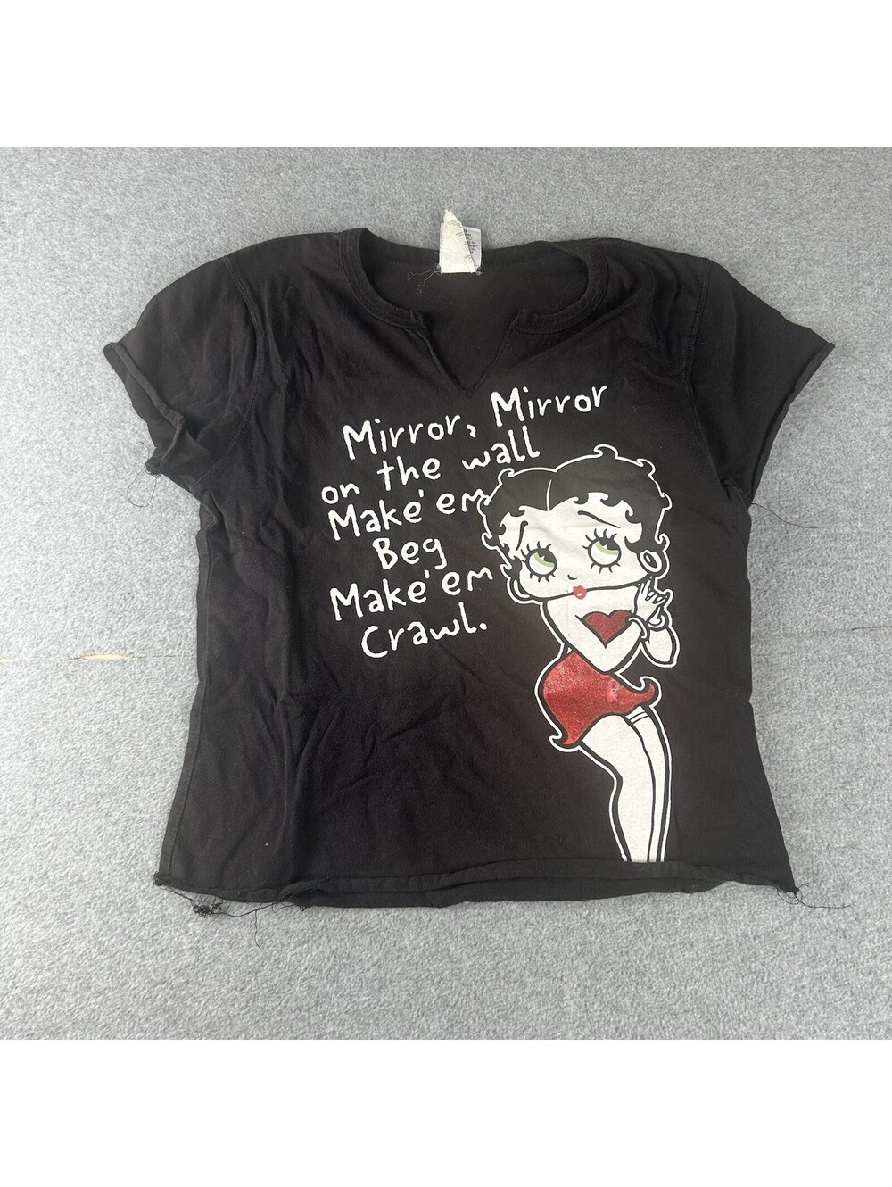 vintage 2004 Betty Boop black small cropped t-shirt Size XL